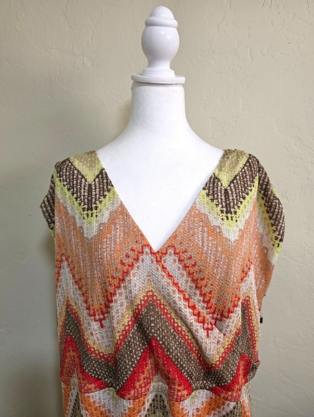 Chico's Textured-Chevron Tessa Maxi Summer Sun Dress Knit Colorful Crochet Boho - Picture 7 of 11